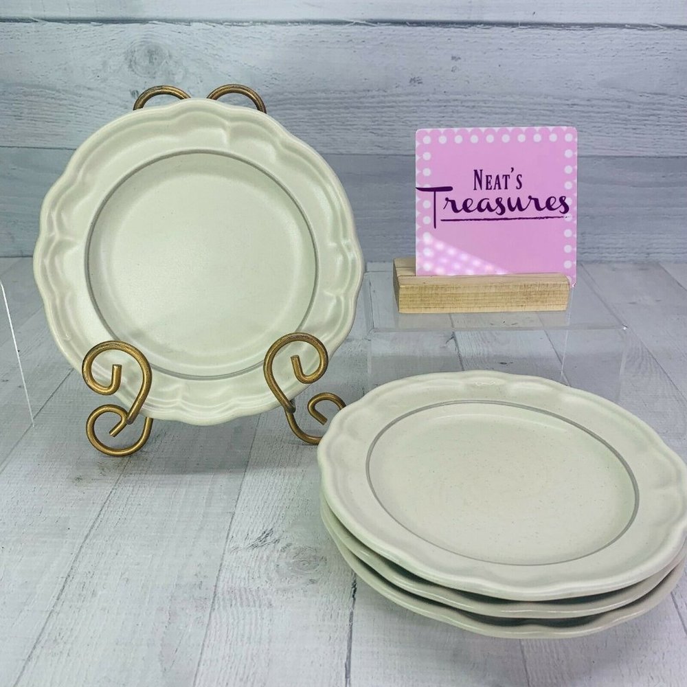 Vintage Pfaltzgraff HEIRLOOM Gray Stoneware No Decal Salad Plates Set of 4  USA
